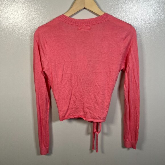 Lovers + Friends Wrap It Sweater Size Rose Small Pink Balletcore Feminine Crop - Picture 3 of 12
